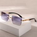 1pc Rimless Sunglasses Rectangle Women Men Shades Small Square Sun Glasses For Female Male Beach Vacation Travel Eyewear.
