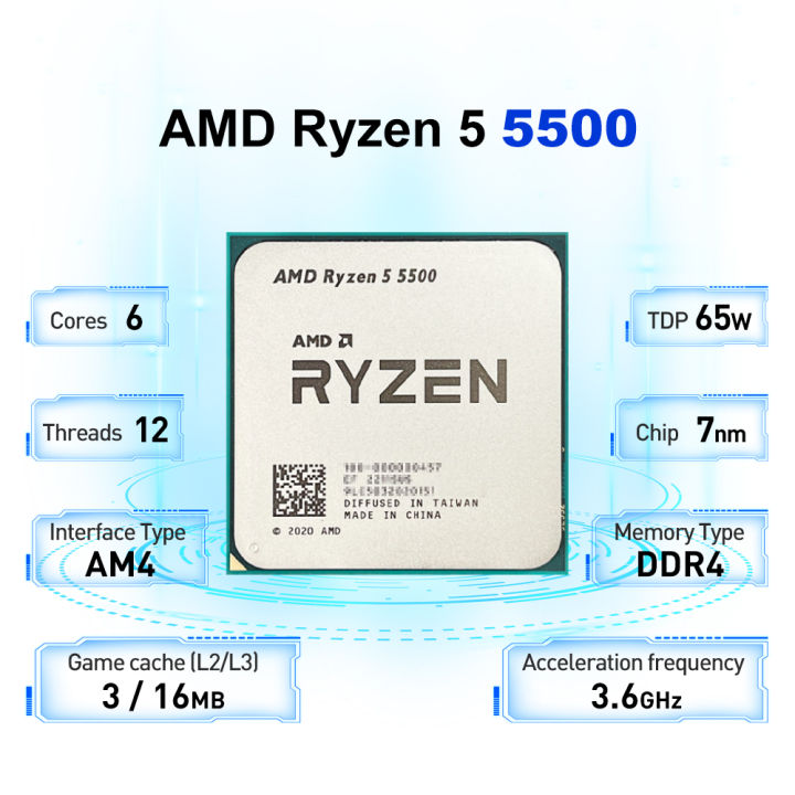NEW%20AMD%20Ryzen%205%205500%20Applicable%20to%20B550%203.6GHz%206-Core%2012-Thread%20AM4%2065W%207NM%20L3=16M%20R5%205500%20Gaming%20Processor%20DDR4%20No%20Fan%20-%20Image%202
