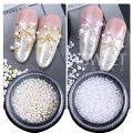 1/2/3boxes Mini 1.5-2mm White Half Round Flat Pearl Beads Nail Charms Decoration Manicure Korean Part Accessories Nail Supplies. 
