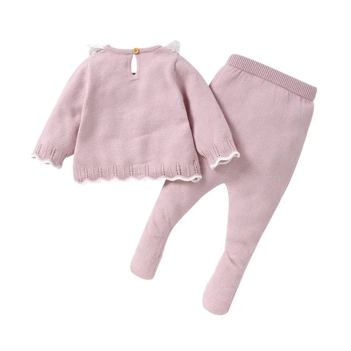 2pcs%20Autumn%20Winter%20Doll%20Collar%20Long%20Sleeve%20Sweaters%20+%20Solid%20Color%20Long%20Pants%20Baby%20Girls%20Clothing%20Sets%20Baby%200-9M%20Tops%20&%20Bottoms%20-%20Image%202