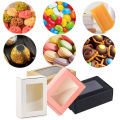 10pcs Square Cake Carriers Clear Windows, White Paper Boxes For Pies, Donuts, Muffins, Chocolates, Ideal For Weddings, Parties.