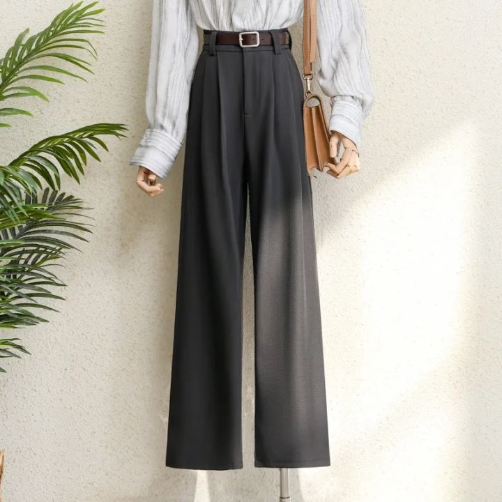 2026%20New%20Burgundy%20Suits%20Pants%20for%20Women%20Office%20Lady%20Elegant%20High%20Waist%20Wide%20Leg%20Fashion%20Trousers%20with%20Pockets%20Black%20Gray%20-%20Image%207