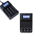 POWERKAN ALL4 AA/AAA 4-slot Small Convenient Battery Charger for 1.2V  Hi-MH& 1.5V/3.7VLi-ion With LCD Screen. 