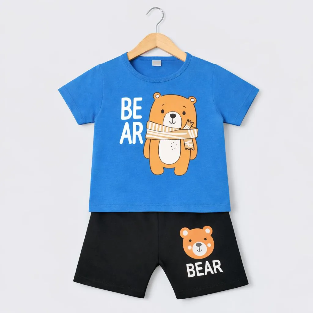 Bear Cartoon Kids Summer Outfit