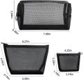 Aosbos 3-Pack Mesh Cosmetic Bag Set - Travel/On-The-Go Makeup Storage, Zipper Closure Small Pouch.