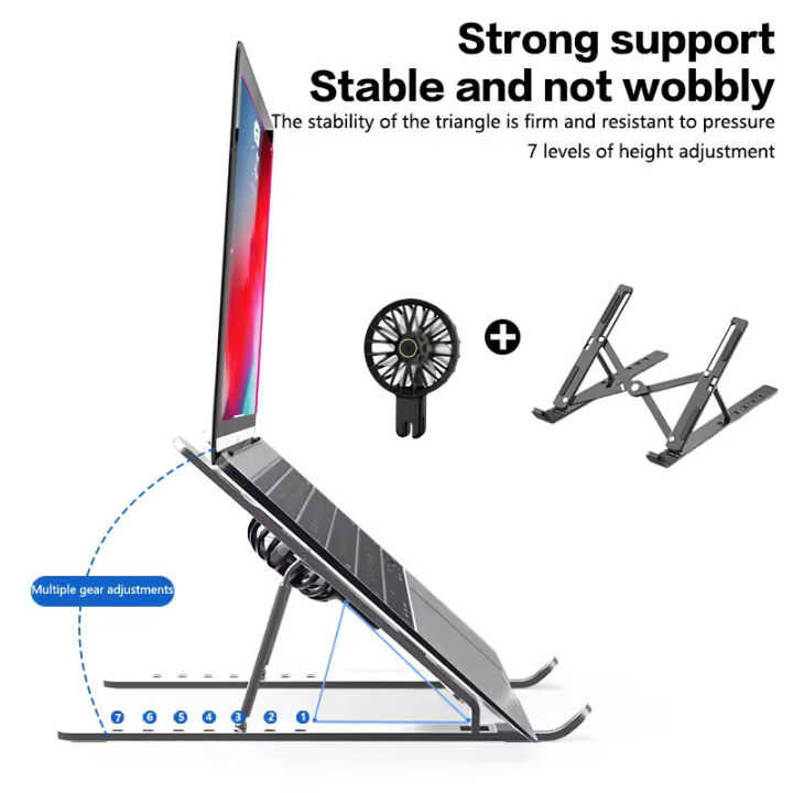 Aluminum%20Laptop%20Stand%20cooler%20Foldable%20Notebook%20Computer%20Cooling%20Pad%20Portable%20Stand%20For%20tablet,%20Laptop%20Stand%20with%20Fan%20-%20Image%205