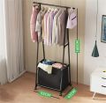 Clothes Rack stand and laundry basket shelf clothes cupboard organizer foyer swivel hanger with wheel dirty storage basket. 