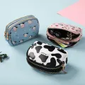 Women's Cute Wallet Cow Print PU Leather Business Card Holder Female Girl's Coin Purse Pouch Women Zipper Cartoon Wallet. 