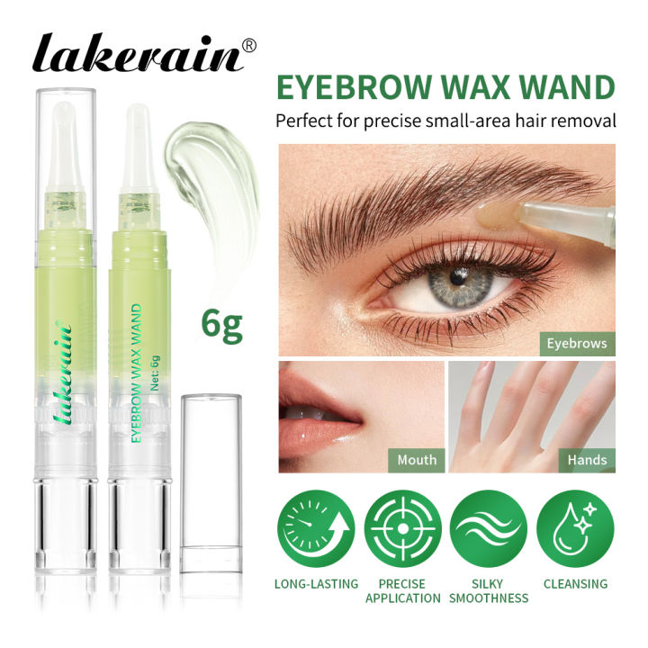 Lakerain Eyebrow Wax Wand Gentle Wax Formula Easy DIY Salon Long-lasting Smooth Hair Free Skin Eyebrow Facial Hair Removal Set