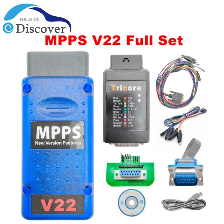 NEW 2025 MPPS V22 Unlock Version Life Time Use Mpps Full Chip With Breakout Tricore Cable OBD2 ECU Programmer Chip Tuning Tool