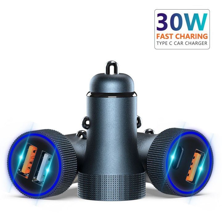 USB Car Charger Type C 30W Fast Charing Port 5A 12 24V