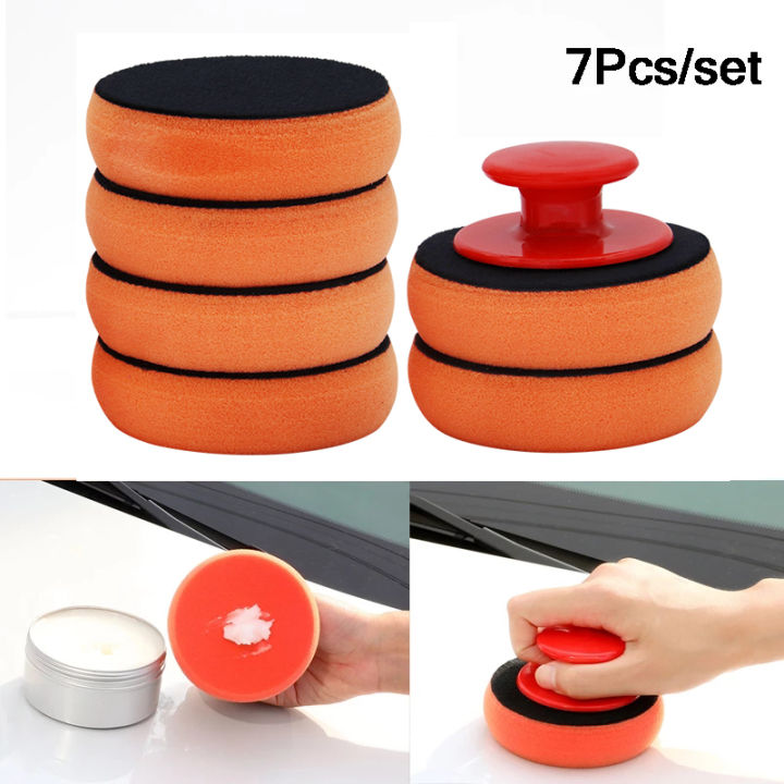 4 Inch Car Wax Applicator Pads Set with Red Handle Soft Sponge