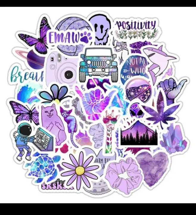 25/50%20Pcs%20Purple%20Stickers%20Cute%20Purple%20Stickers%20for%20laptop%20skateboard%20-%20Image%202