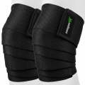 SooperFit Black Knee Wraps Weight Lifting Bandage Heavy Duty Elasticated Support Straps Guard Powerlifting, Squatting Available in 2 Meter. 