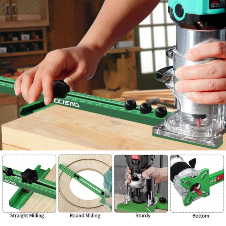 Extended/Standard 3-in-1 Router Milling Groove Bracket, MM & IN Precise Cabinet Hardware Jig, Specialized Cutting & Milling Tool