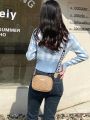 Wave Embroidery Square Bag Shoulder Strap With Printed Large Capacity Shoulder Crossbody Bag for Women. 