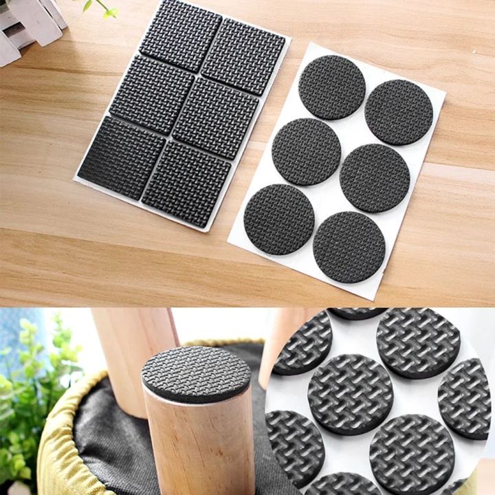 18 Pcs Non Slip Rubber Pads Felt Pads Self Adhesive Rubber Feet Round Square Self Adhesive Floor Protector for Table Legs Chair Bed
