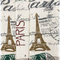 100% Natural Cotton Linen Fabric 90x145cm Eiffel Tower Cartoon Printed Textile for Upholstery DIY Skirt Garment Home Decorative.