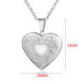 Romantic Heart Locket Pendant Openable Female Silver Color Stainless Steel Photo Frame Charm Necklace for Women Men Jewelry Gift. 