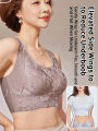 Embossed Floral Tank Bra Women’s Seamless Wirefree Bra Side Buckle Push Up Anti-Sag Comfort Everyday Underwear. 