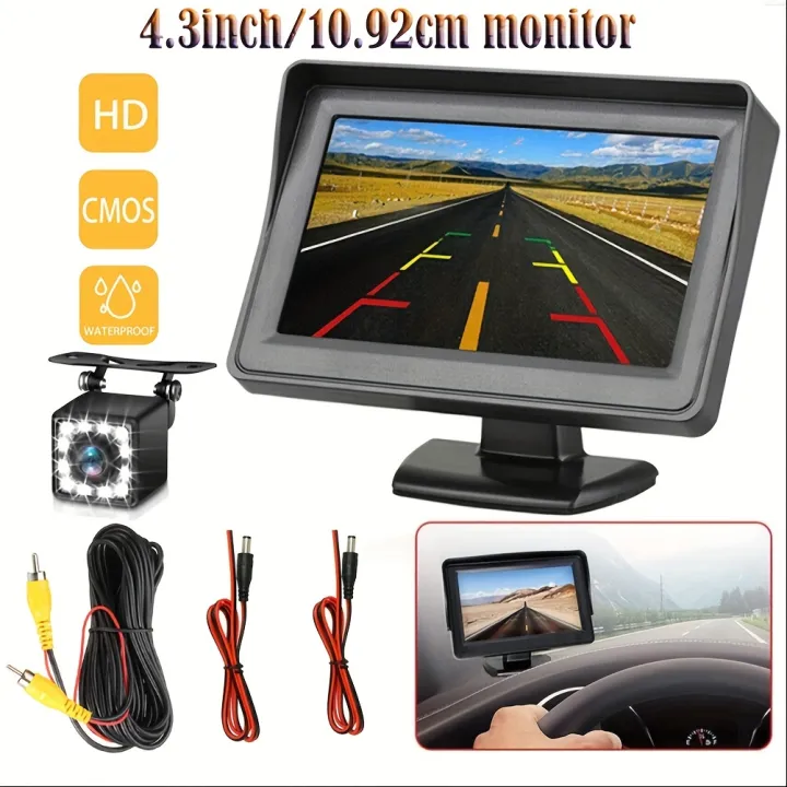 Camera Backup Reverse Rear View 4.3inch Monitor Backup Camera Car Rear View Camera HD Display Full Set ...