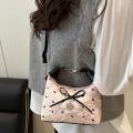 Mini Compact Handbag Women's Niche High-end Bow Dumpling Bag Shoulder Messenger Bag.