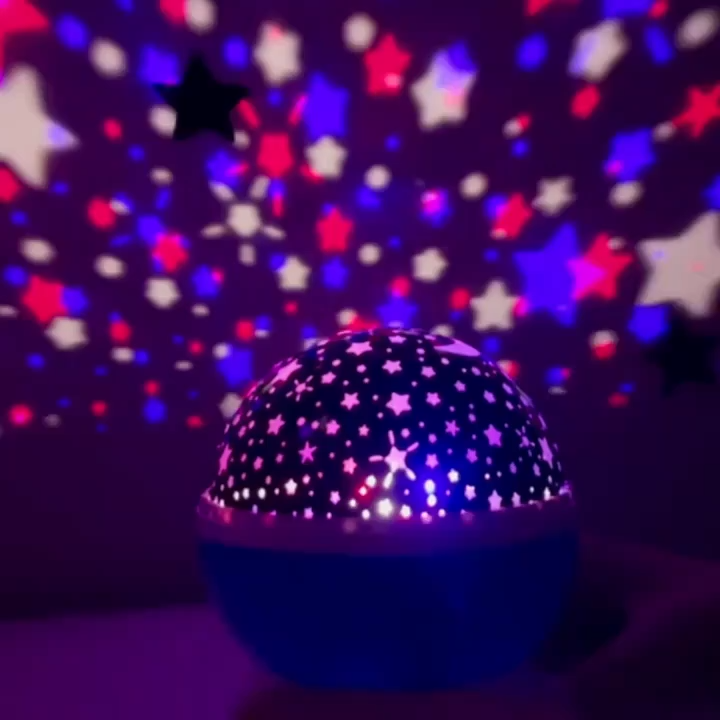 360° Rotating Star & Moon Projector Night Light | Colorful LED Galaxy Lamp for Kids’ Room, Bedroom & Home Décor | USB & Battery Powered Night Lamp with Multiple Lighting Modes