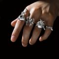 24pcs Gothic Ring Set Trendy Joker Face Devil Smile Face Patterns Zinc Alloy Mix And Match For Daily Outfits Party Accessories. 