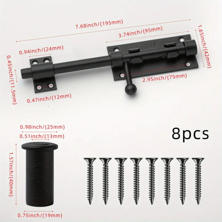 Sliding%20Bolt%20Latch%20Hardware%EF%BC%9ACylindrical%20Bolt%20Latch%EF%BC%8CHeavy%20Solid%20304%20Stainless%20Steel%EF%BC%8CBlack%20Surface%EF%BC%8CApplicable%20%20Outdoor%20Latches%20-%20Image%202