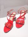 Stylish Platform Heel Sandals for Girls – Lace-Up, Reptile Leather, 2.5". 