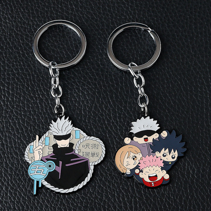 Hot Anime Jujutsu Kaisen Keychain Necklace Gojo Satoru Fushiguro Megumi Figure Enamel Pendant Keyring Cosplay Props Jewelry