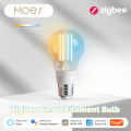 MOES ZigBee Smart LED Edison Bulb 7W E27, Dimmable, Works with Alexa &  Home, Voice Control, Vintage Filament Light. 