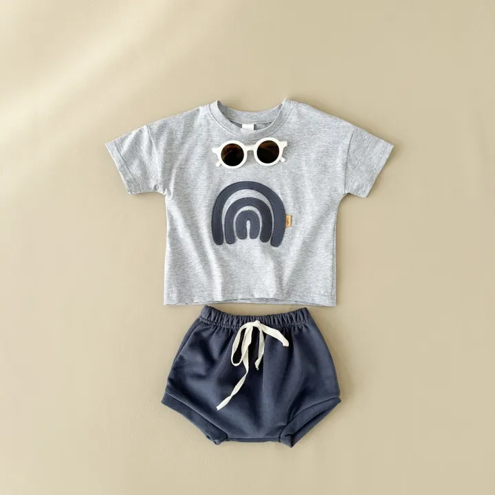 Infant%20Suit%20Baby%20Boy%20Clothes%20Girls%20Set%20Summer%202Pcs%20Newborn%20Baby%20Clothing%20Leisure%20Vacation%20Rainbow%20Patchwork%20T-shirt+Beach%20Shorts%20-%20Image%204