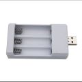 3-slot portable charger for AA and AAA rechargeable with USB port Great Performance Battery Charger For AA AAA Batteries 3 Ports Battery Charger With USB Plug - white. 