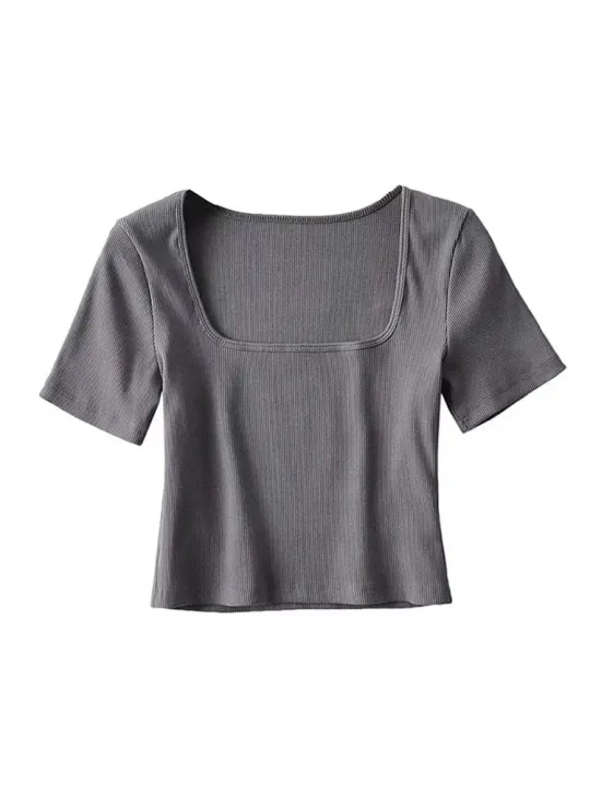 Women%20Square%20Neck%20Rib%20Crop%20T-shirt%20Short%20Sleeve%20Crop%20Top%20-%20Image%205