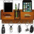 Wooden wall keychain and mobile phone holder wood wall keychain wood mobile charging stand keyholder. 