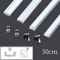 LED 50cm Aluminium Channel for Led Strip V/U Shape Aluminum Profile with Diffuser Milky PC Cover,LED Bar Strips Light Holder. 