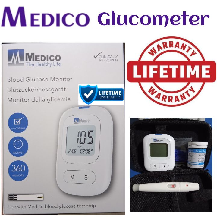Medico Glucometer, free 10 strips Life time warranty, Medico blood sugar machine, Medico sugar test machine