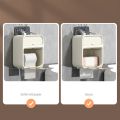 Multifunctional Double Layer Toilet Paper Storage Box Wall Mounted Punch-Free Waterproof Bathroom Tissue Holder with Drawer. 