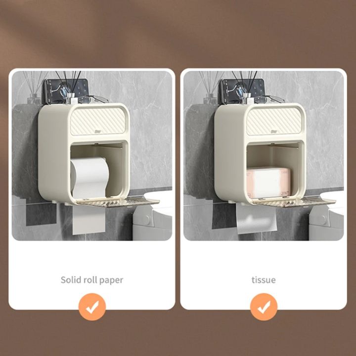 Multifunctional%20Double%20Layer%20Toilet%20Paper%20Storage%20Box%20Wall%20Mounted%20Punch-Free%20Waterproof%20Bathroom%20Tissue%20Holder%20with%20Drawer%20-%20Image%203