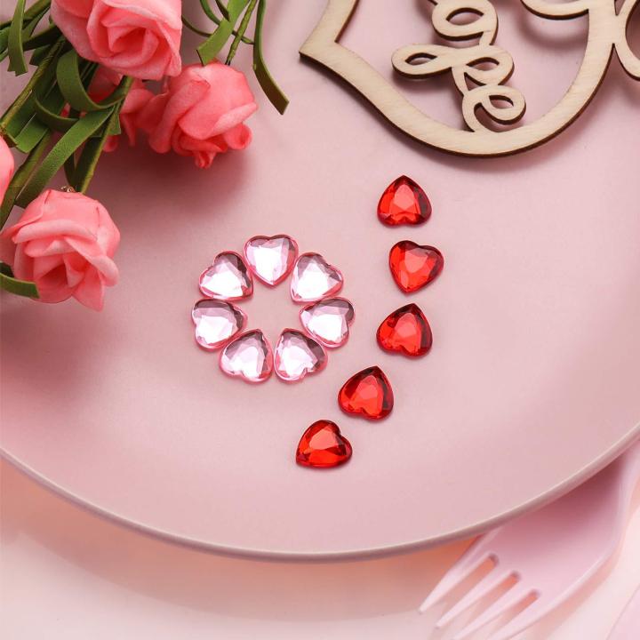 100PCS%20/%20200PCS%2012mm%20Hearts%20Crystals%20Red/Pink%20Glitter%20Flat%20Back%20Heart%20Rhinestone%20Sparkling%20Stones%20Acrylic%20Faux%20Diamonds%20-%20Image%203