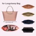 Felt Insert Bag Fits For Longchamp Handbag Liner Bag Felt Cloth Makeup Bag Support Travel Portable Insert Purse Organizer.