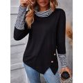 Plus Size 1XL-5XL Woman's Tshirts Turtleneck Long Sleeve Color Matching Knitting Fashion Woman's top t-shirt. 
