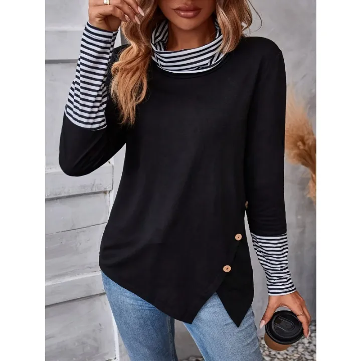 Plus%20Size%201XL-5XL%20Woman's%20Tshirts%20Turtleneck%20Long%20Sleeve%20Color%20Matching%20Knitting%20Fashion%20Woman's%20top%20t-shirt%20-%20Image%204