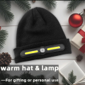 Winter Warm Hat with Light 2 in 1 Outdoor Work Knit Cap with Maintenance Light Cycling headlight.