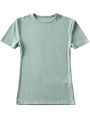 Casual Summer Woman Skinny Fit T-shirt Tight Short-Sleeve O-neck Tee Basic Solid Crop Tops T Shirt.