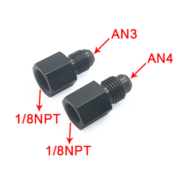 AN3 AN4 AN6 AN8 AN10 Male to Female Flare Adapter Reducer Black Aluminum Fuel Line Fitting 1/8NPT Thread