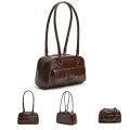 New women's bag fashion niche oil wax leather bowling bag multi-pocket armpit bag commuting handbag single shoulder bag. 