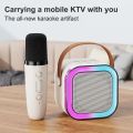 K12 Dual Microphone Karaoke Bluetooth Speaker RGB Light Two 5W Speakers Sound Subwoofer Boombox Support Multiple Input Modes. 