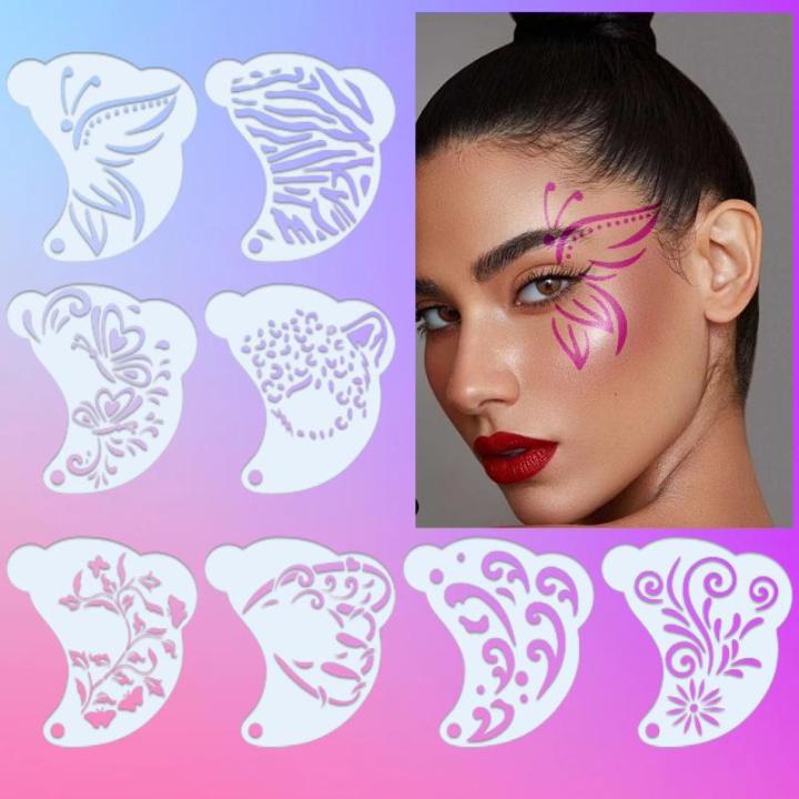 16Pcs%20Reusable%20Face%20Painting%20Tattoo%20Stencil%20Set%20Hollowed%20Body%20Art%20Eyebrow%20Template%20Hand%20Drawn%20Spray%20Painting%20DIY%20Stencils%20-%20Image%205